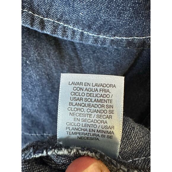 Liz Claiborne women’s denim dress button front ruffles collar pockets plus size - Picture 10 of 11